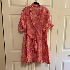 Pink Floral Ruffle Dress